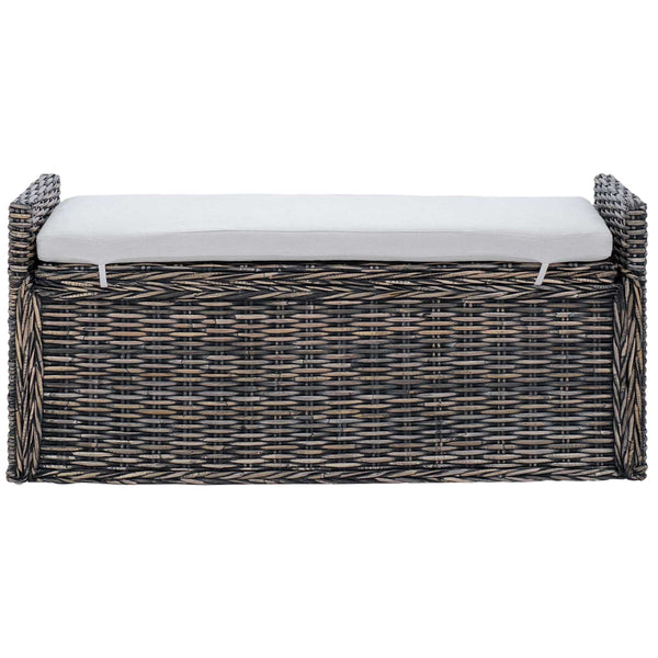Sitzbank mit Stauraum, Rattan, Schwarz