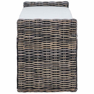 Sitzbank mit Stauraum, Rattan, Schwarz