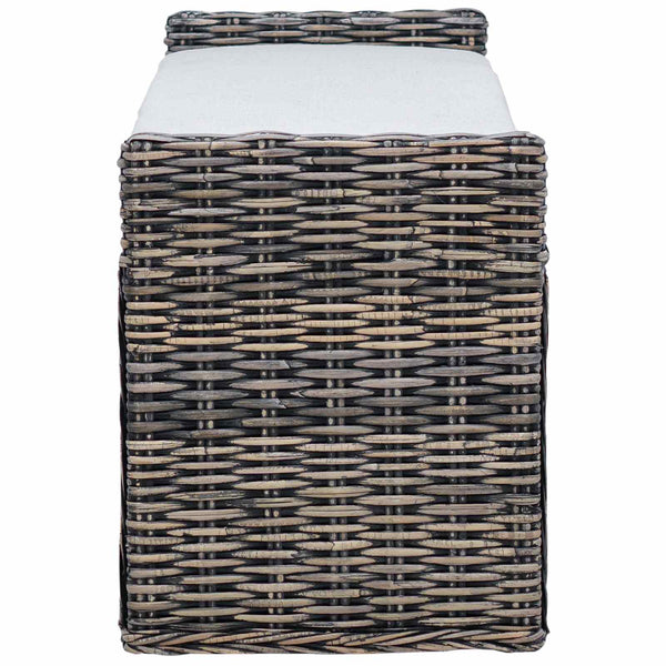 Sitzbank mit Stauraum, Rattan, Schwarz