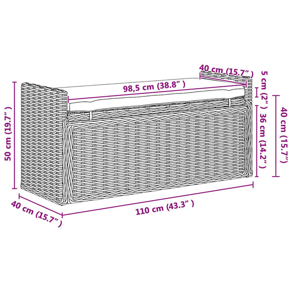 Sitzbank Rattan mit Stauraum & Kissen
