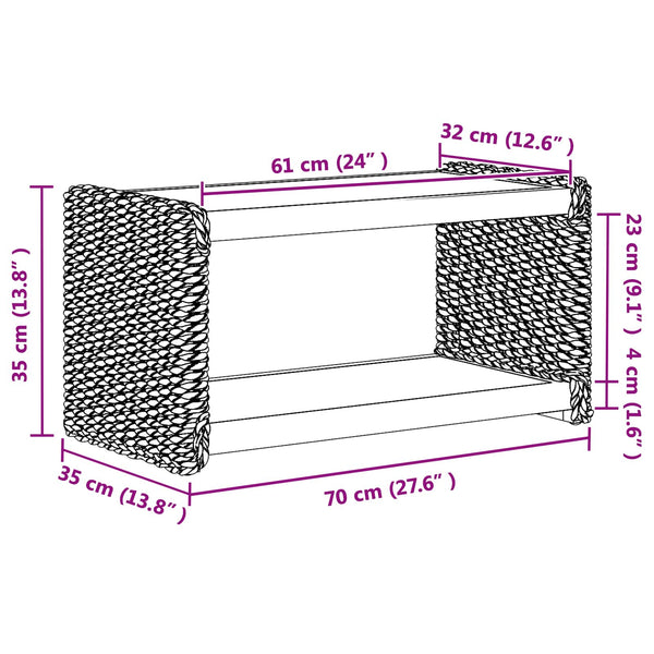 Couchtisch Mahagoni Natur 70x35x35 cm