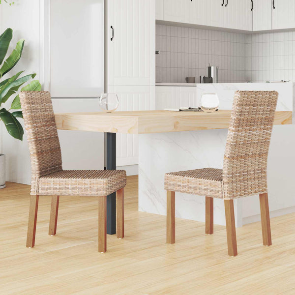 Esszimmerstühle 2er Set Natur Rattan