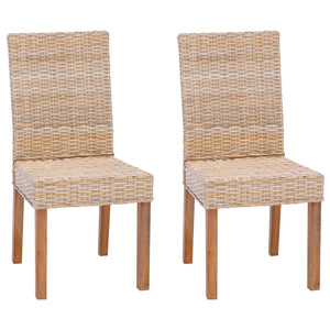 Esszimmerstühle 2er Set Natur Rattan