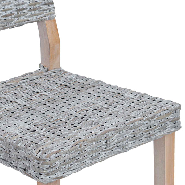 Esszimmerstühle 2er Set Weiß Kubu Rattan