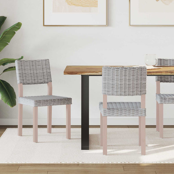 Esszimmerstühle 2er Set Weiß Kubu Rattan