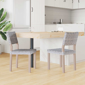 Esszimmerstühle 2er Set Weiß Kubu Rattan