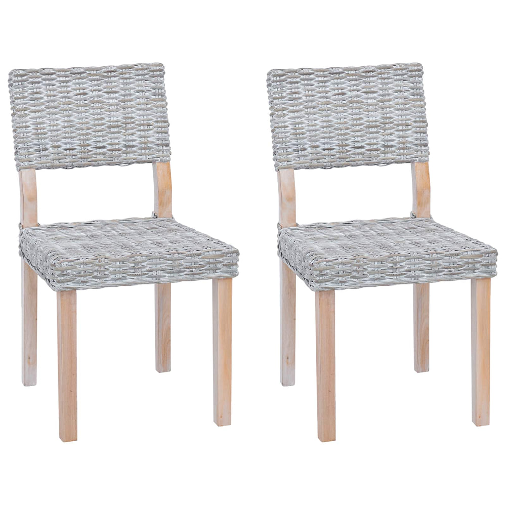 Esszimmerstühle 2er Set Weiß Kubu Rattan