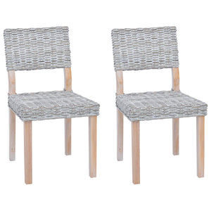Esszimmerstühle 2er Set Weiß Kubu Rattan