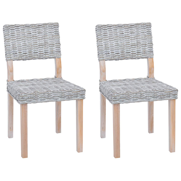 Esszimmerstühle 2er Set Weiß Kubu Rattan