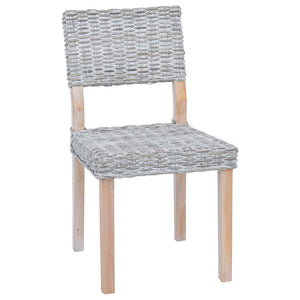 Esszimmerstühle 2er Set Weiß Kubu Rattan