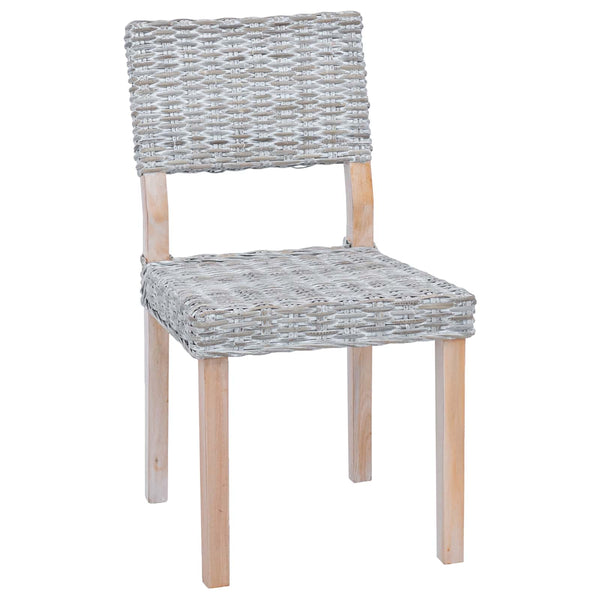 Esszimmerstühle 2er Set Weiß Kubu Rattan