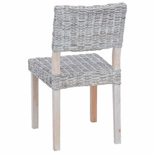 Esszimmerstühle 2er Set Weiß Kubu Rattan