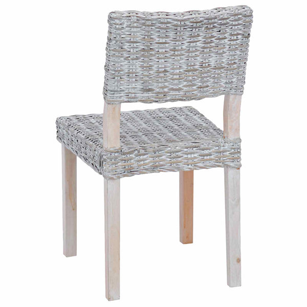 Esszimmerstühle 2er Set Weiß Kubu Rattan