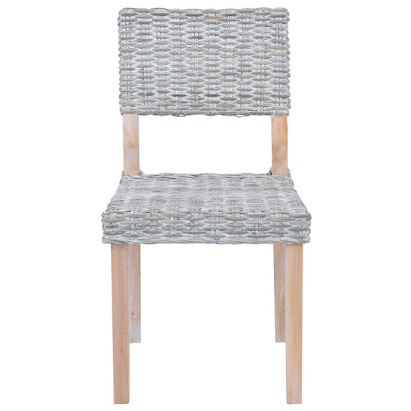 Esszimmerstühle 2er Set Weiß Kubu Rattan