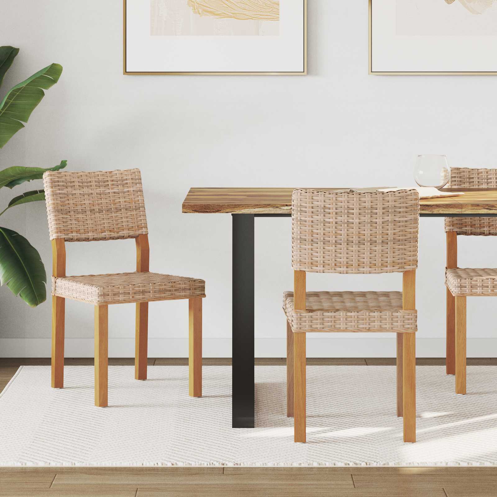 Esszimmerstühle 2er Set Natur Kubu Rattan