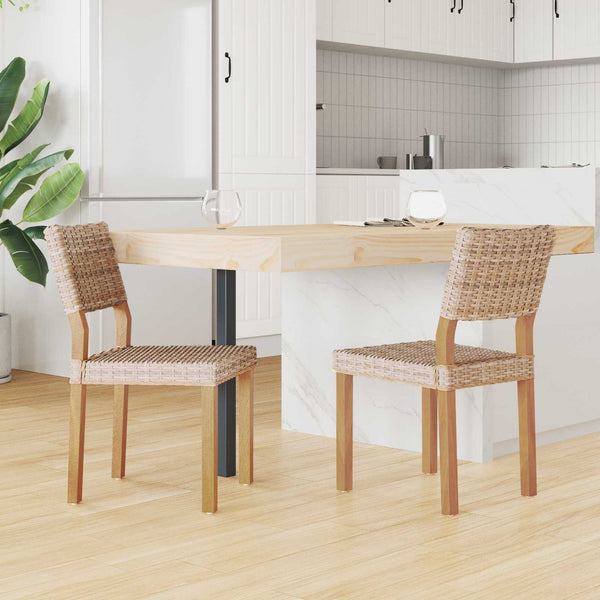 Esszimmerstühle 2er Set Natur Kubu Rattan