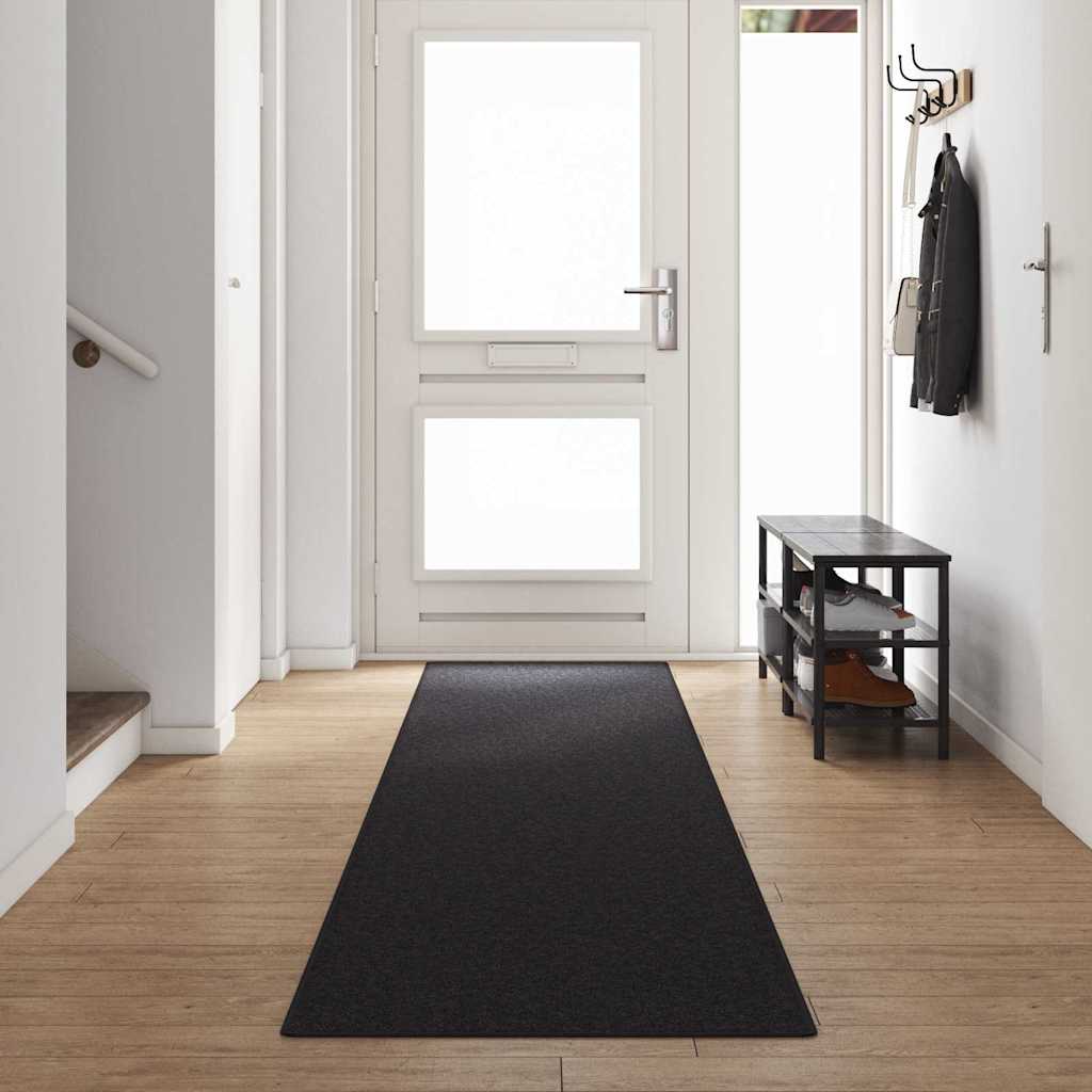 Anthrazit Teppichläufer 80x500 cm Polypropylen