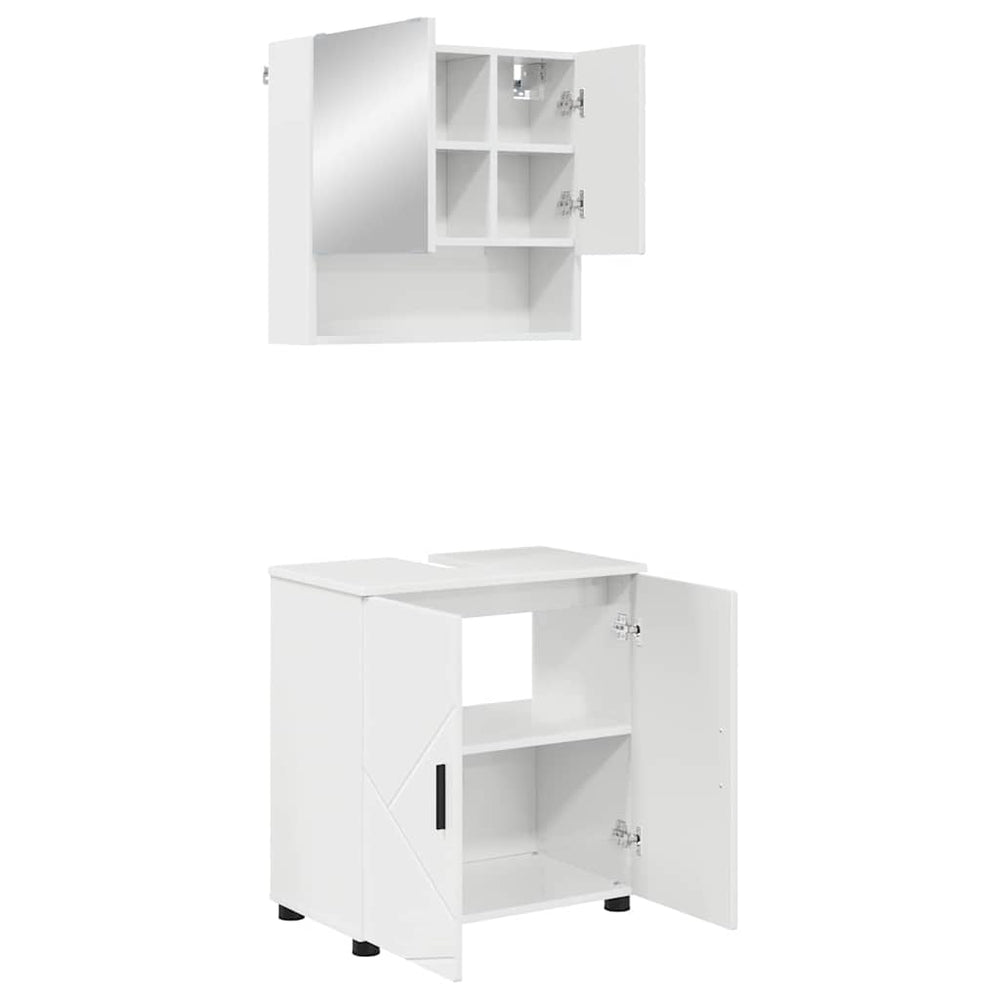 vidaXL Ensemble de meubles de salle de bain 2 pcs Blanc brillant Bois d'ingénierie et métal