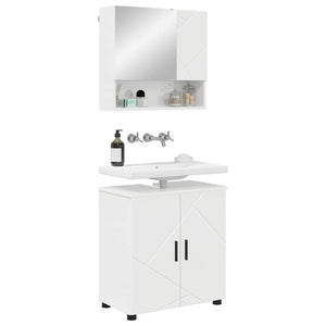 Badezimmermöbel Set, 2-teilig, Weiß Hochglanz