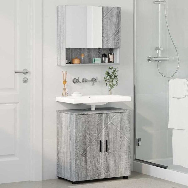 Badezimmermöbel Set Grau Sonoma Holz