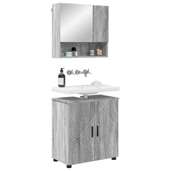 Badezimmermöbel Set Grau Sonoma Holz
