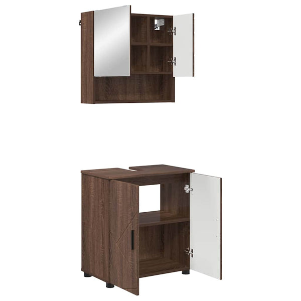 Wandmontiertes Badezimmermöbel-Set, Eichen-Optik