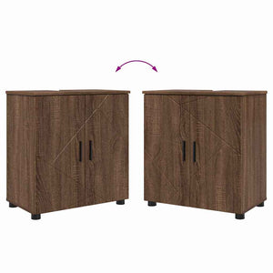 Wandmontiertes Badezimmermöbel-Set, Eichen-Optik