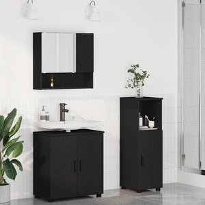 Schwarzes 3-tlg. Badezimmermöbel-Set
