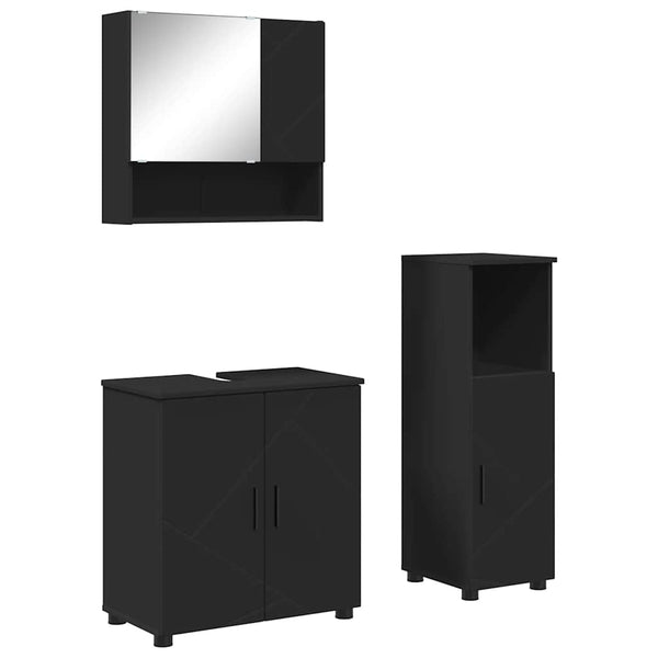 Schwarzes 3-tlg. Badezimmermöbel-Set