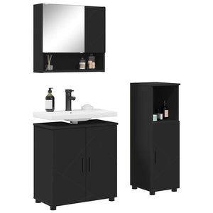 Schwarzes 3-tlg. Badezimmermöbel-Set