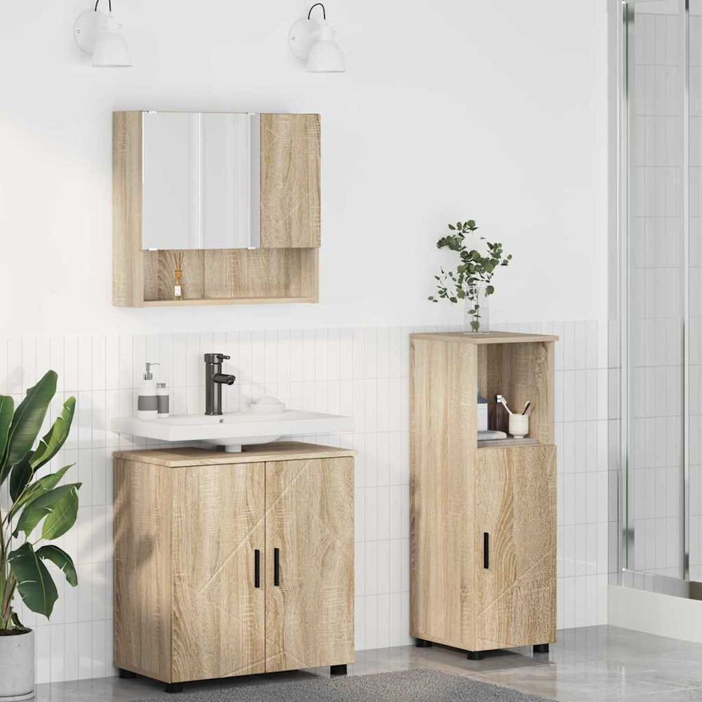 vidaXL Ensemble de meubles de salle de bain 3 pcs Chêne Sonoma Aggloméré et métal