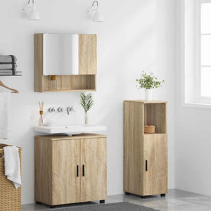vidaXL Ensemble de meubles de salle de bain 3 pcs Chêne Sonoma Aggloméré et métal