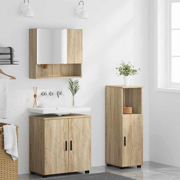 vidaXL Ensemble de meubles de salle de bain 3 pcs Chêne Sonoma Aggloméré et métal