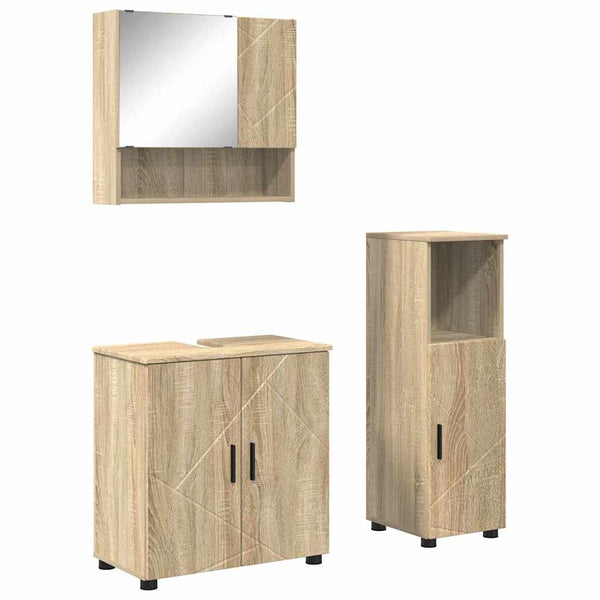 vidaXL Ensemble de meubles de salle de bain 3 pcs Chêne Sonoma Aggloméré et métal