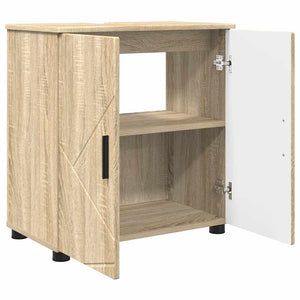 vidaXL Ensemble de meubles de salle de bain 3 pcs Chêne Sonoma Aggloméré et métal