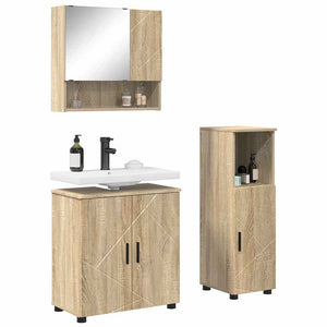 vidaXL Ensemble de meubles de salle de bain 3 pcs Chêne Sonoma Aggloméré et métal