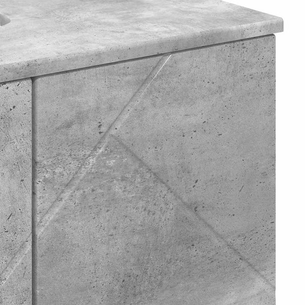 Betongraues Badezimmermöbel-Set, 3-teilig