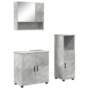Betongraues Badezimmermöbel-Set, 3-teilig