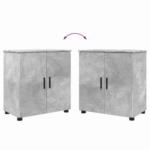 Betongraues Badezimmermöbel-Set, 3-teilig