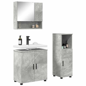 Betongraues Badezimmermöbel-Set, 3-teilig