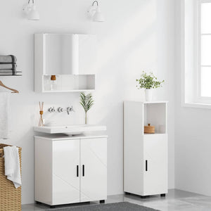 Badezimmermöbel Set, 3-teilig, Hochglanz Weiß