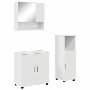 Badezimmermöbel Set, 3-teilig, Hochglanz Weiß
