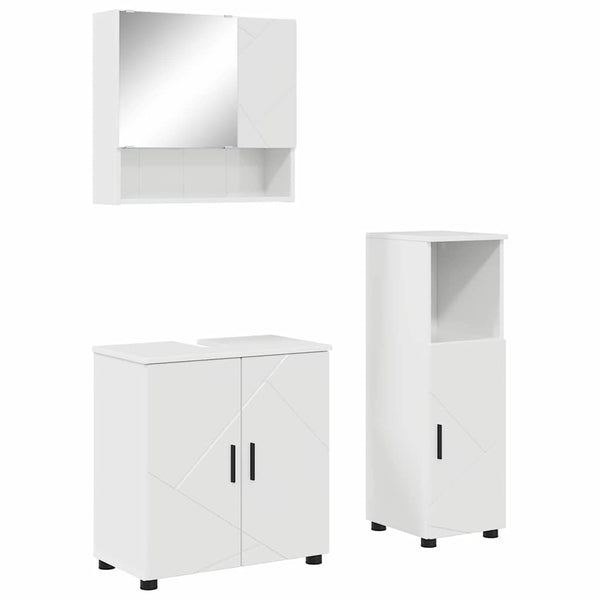 Badezimmermöbel Set, 3-teilig, Hochglanz Weiß