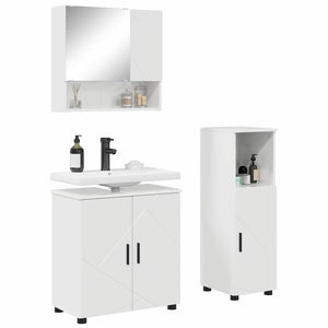 Badezimmermöbel Set, 3-teilig, Hochglanz Weiß