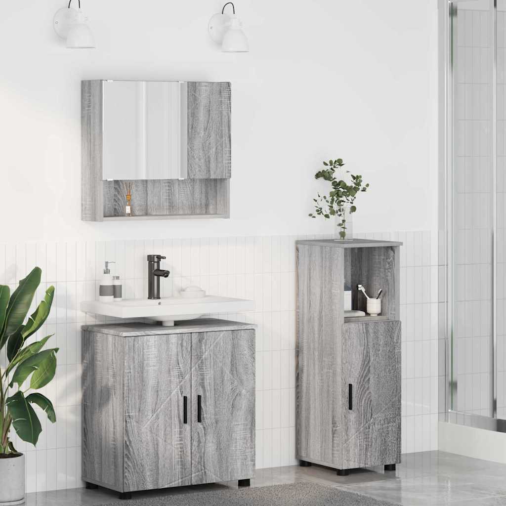Badezimmermöbel Set Grau Sonoma 3-teilig