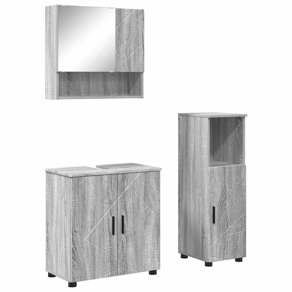 vidaXL Ensemble de meubles de salle de bain 3 pcs Bois d'ingénierie et métal gris Sonoma