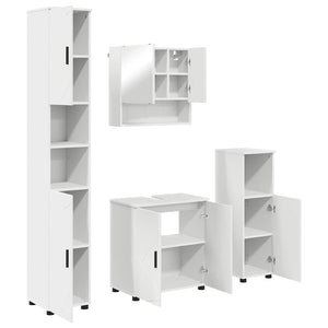 Weißes Badezimmermöbel-Set mit Tür, 4-teilig