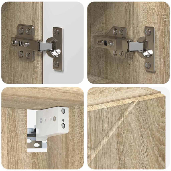 vidaXL Ensemble de meubles de salle de bain 4 pcs Chêne Sonoma Bois d'ingénierie et métal