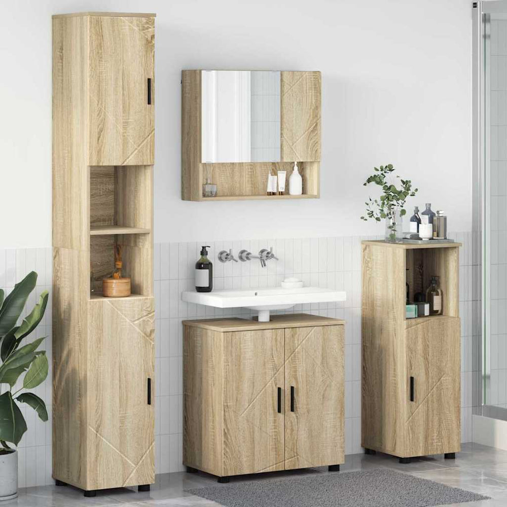 4-teiliges Badezimmermöbel-Set Sonoma-Eiche