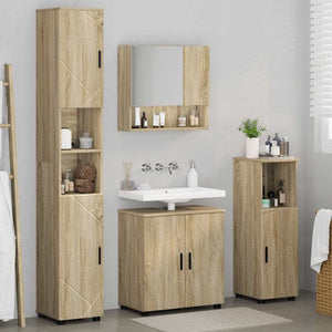 vidaXL Ensemble de meubles de salle de bain 4 pcs Chêne Sonoma Bois d'ingénierie et métal